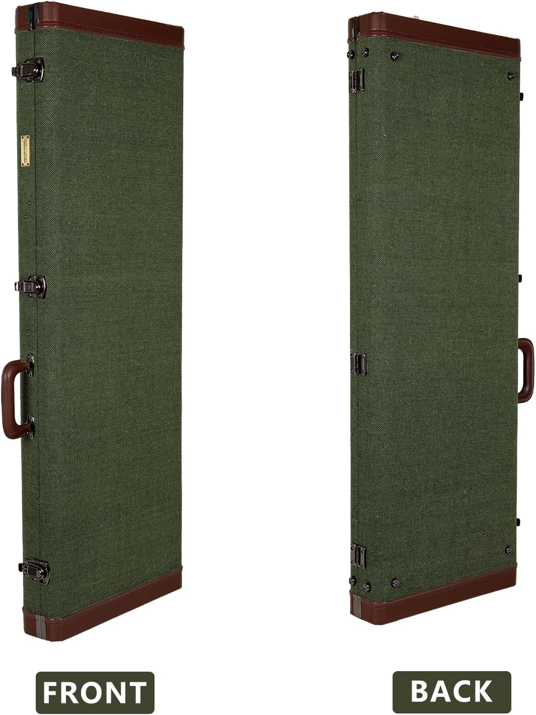 Crossrock Bass Guitar Case for Fender Precision & Jazz Bass | Green Chevron Tweed, Plush Velvet Interior, Genuine Leather Handle & Security Lock, Reinforced Hardware – Master Series (CRW760BGN)