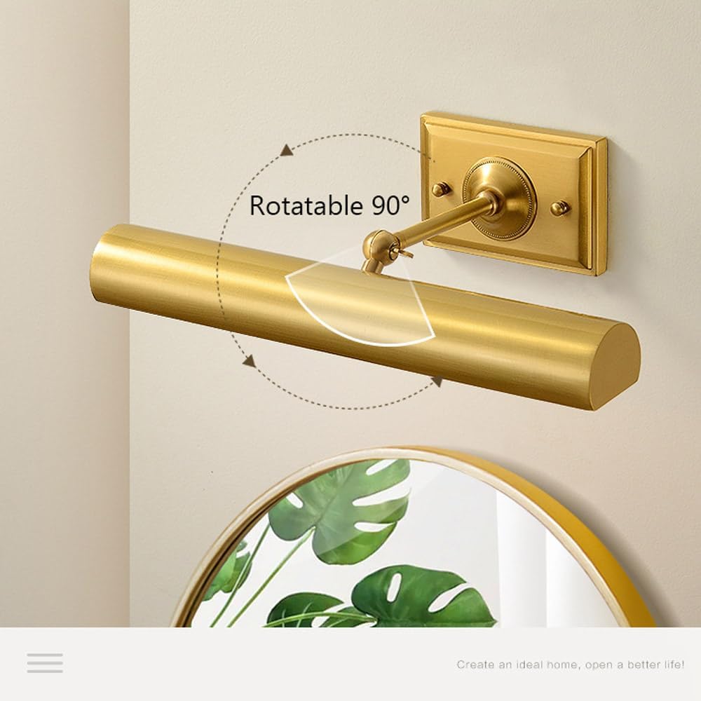 2-Light Picture Lights for Wall, Brushed Gold Bathroom Vanity Light Fixture, Brass Wall Mount Lamp, Indoor Vintage Vanity Lamp Art Lights for Painting Bathroom Cabinets Mural Lighting