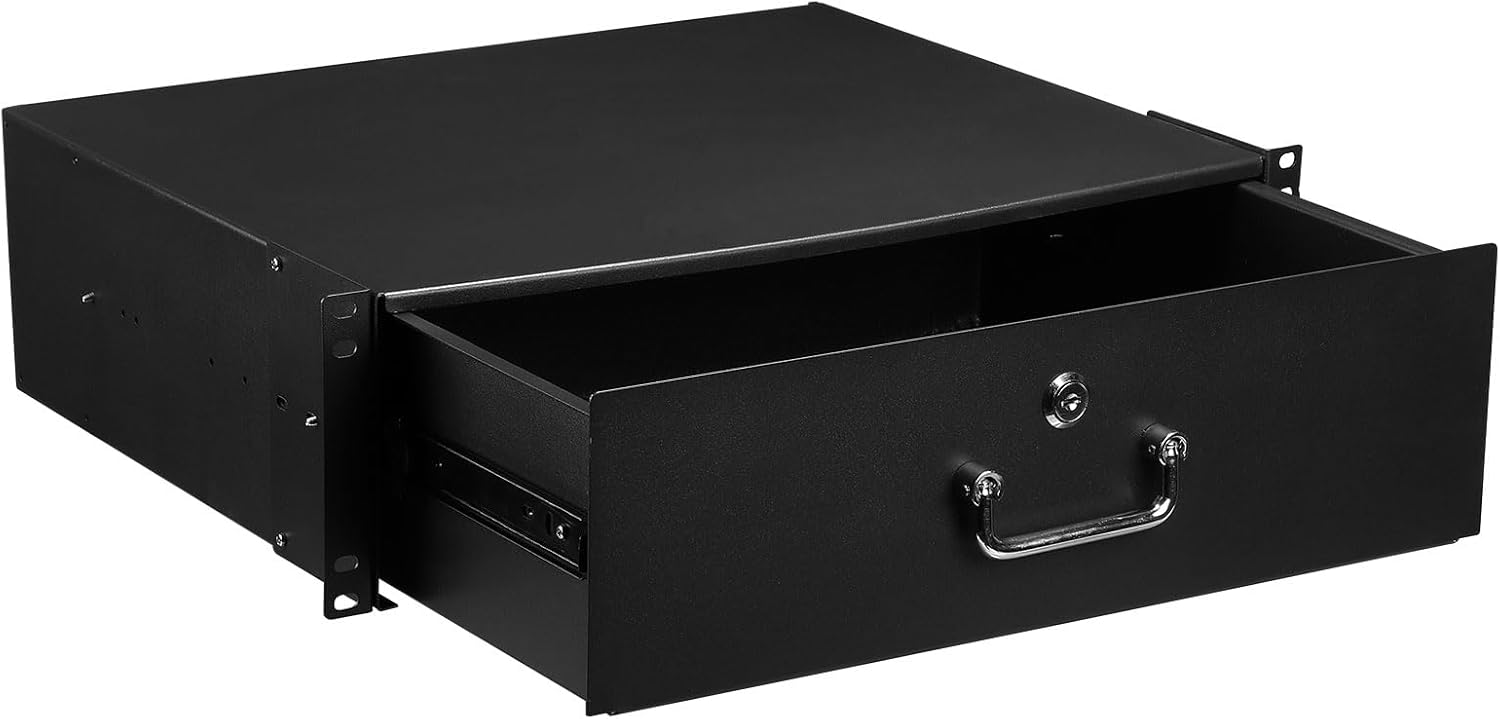 MECCANIXITY 3U Rack Mount Drawer for 19 Inch AV/Network/DJ Equipment Racks or Cabinets with Lock and Key