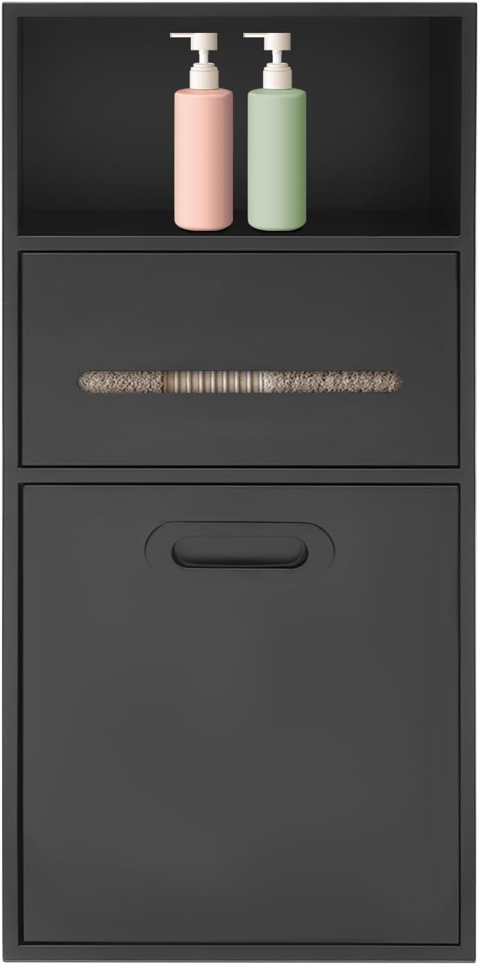 Wall Bathroom Insert Shelf,Wall Niche Medicine Cabinet,Stainless Steel Shower Niche,Toilet Paper Holder Shower Shelves for Bathroom/Bedroom/Office/Kitchen (Black)