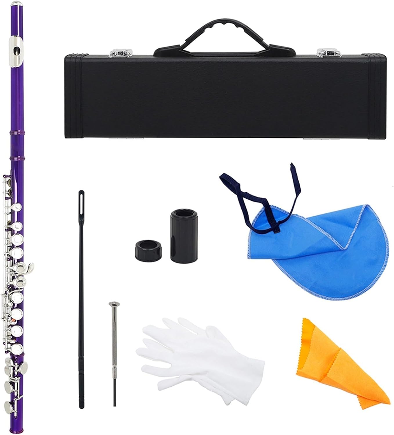 Flute Purple 16-Hole C-Key Flute with E-Key Woodwind Closed-Key White Brass Tube with Box Flutes Musical Instruments