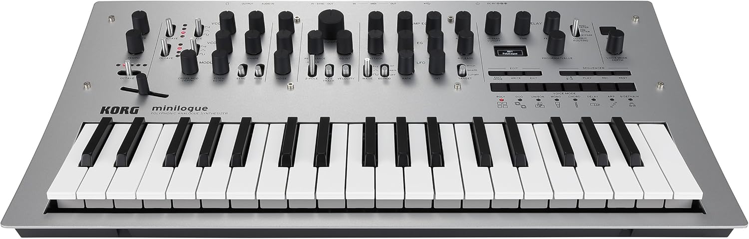 Korg minilogue 37-key Polyphonic Analog Synthesizer w/ 16-step Sequencer, 4 Voices and OLED Oscilloscope (MINILOGUE)