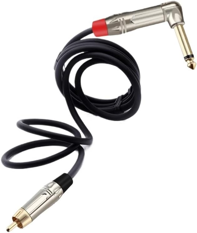 Gold Plated R/CA Male Cable to 6.35mm Right Angle Mono Ja-ck Audio Plug Male Balanced Assembly Microphone Adapter(Red Black,15M)