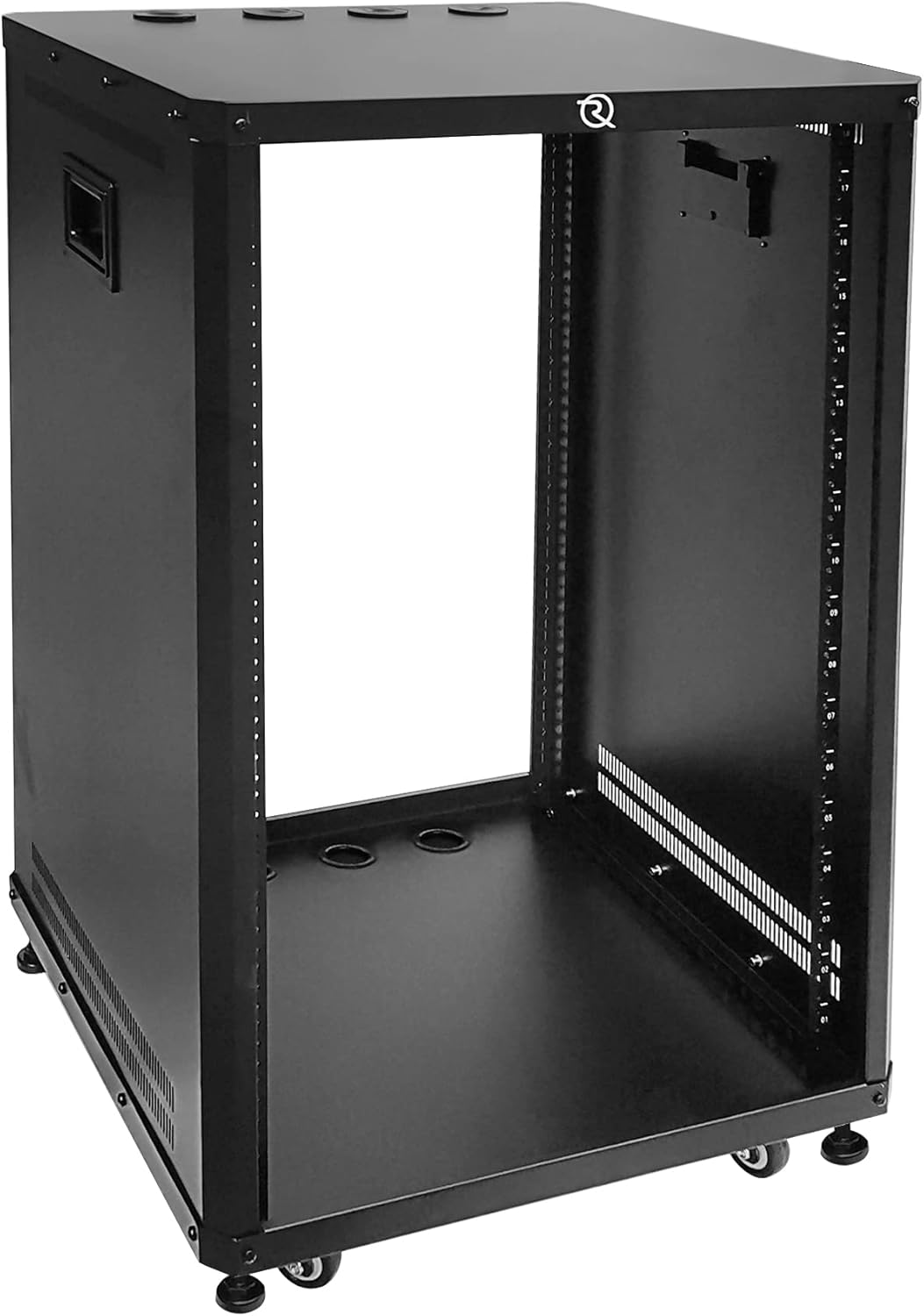 RIVECO 18U Stereo & Server Rack with Caster Wheels, Rolling Network Cabinet, Open Frame Rack for 19-inch Audio Video Music Recording & IT Equipment Lifting Handle & 1U 10