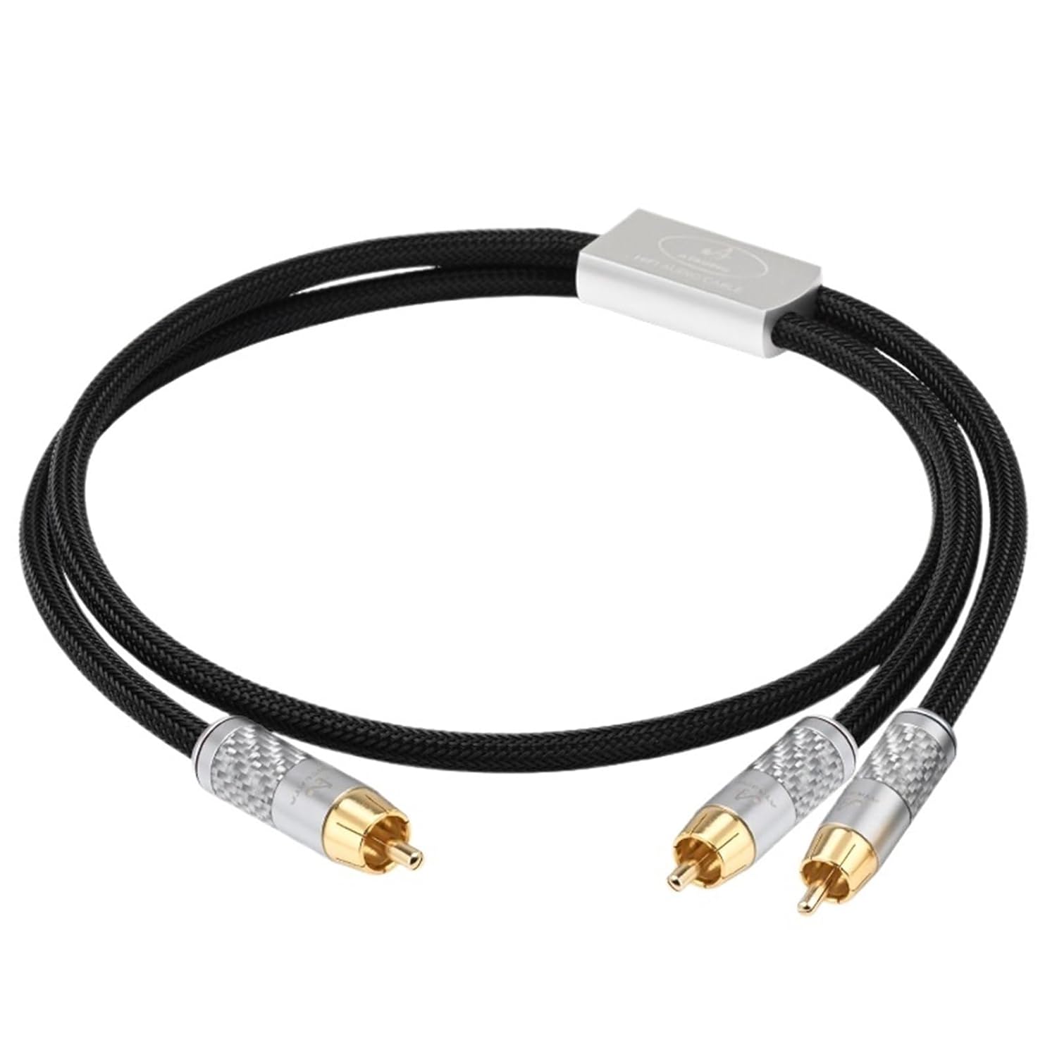 Hi-end HiFi RCA to 2RCA Audio Cable 6N OCC Gold-Plated Connector RCA to Dual RCA Male to Male Cable for Amplifier Laptop(0.5m)
