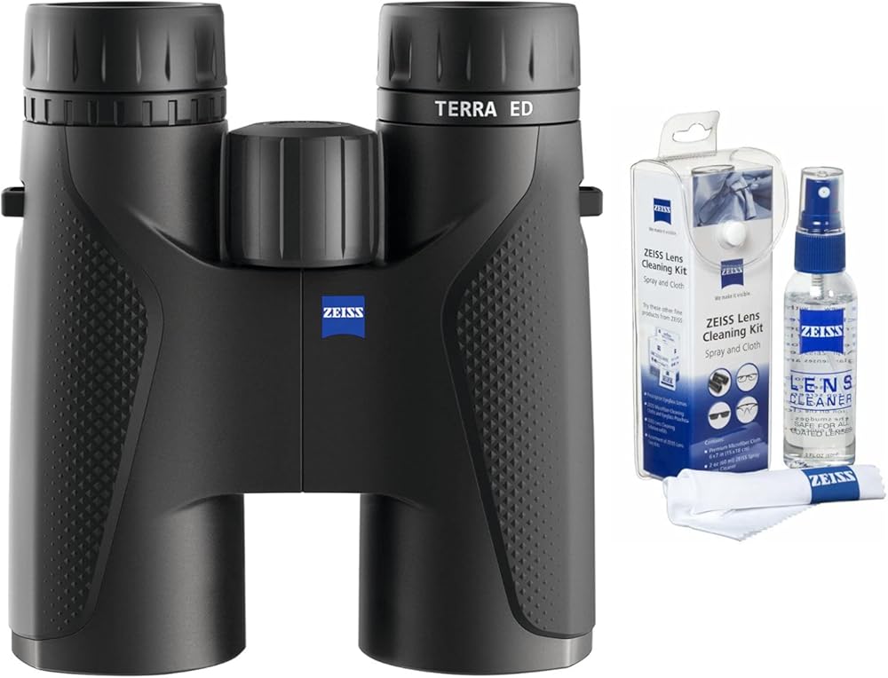 Zeiss 10x42 Terra ED Binoculars (Black) & Zeiss Cleaning Kit Bundle (2 Items)