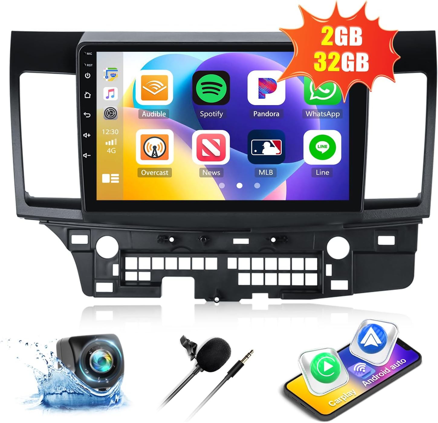 2G+32G Android 13 Car Stereo for Mitsubishi Lancer 2008-2017 with Wireless CarPlay Android Auto 10.1