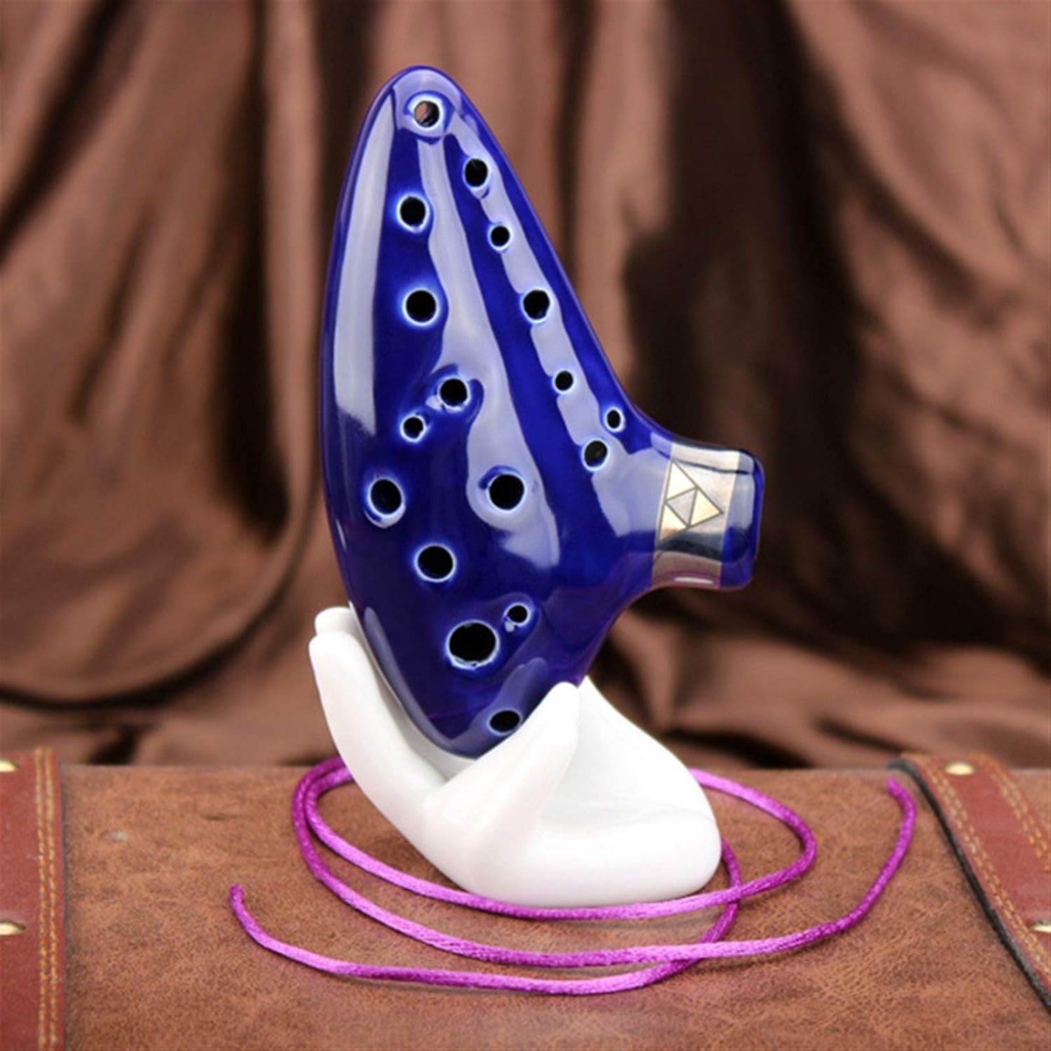 Ocarina Alto C 16 Holes Ceramic Ocarina Ocarina Flute Music Bright Glaze Pottery Woodwind Instrument (Color : Blue)