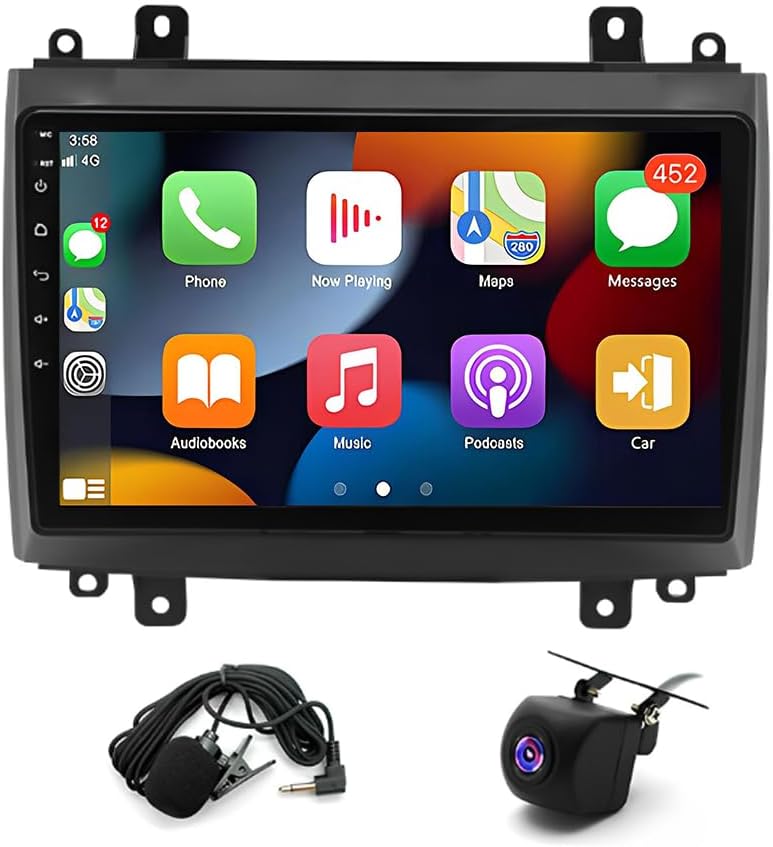 2+32G 10In Car Stereo for Cadillac CTS 2003-2007 2006 2005 2004 w/GPS Navigation with Carplay w/Android Auto Double Din Touchscreen Car Radio Receiver Backup Camera