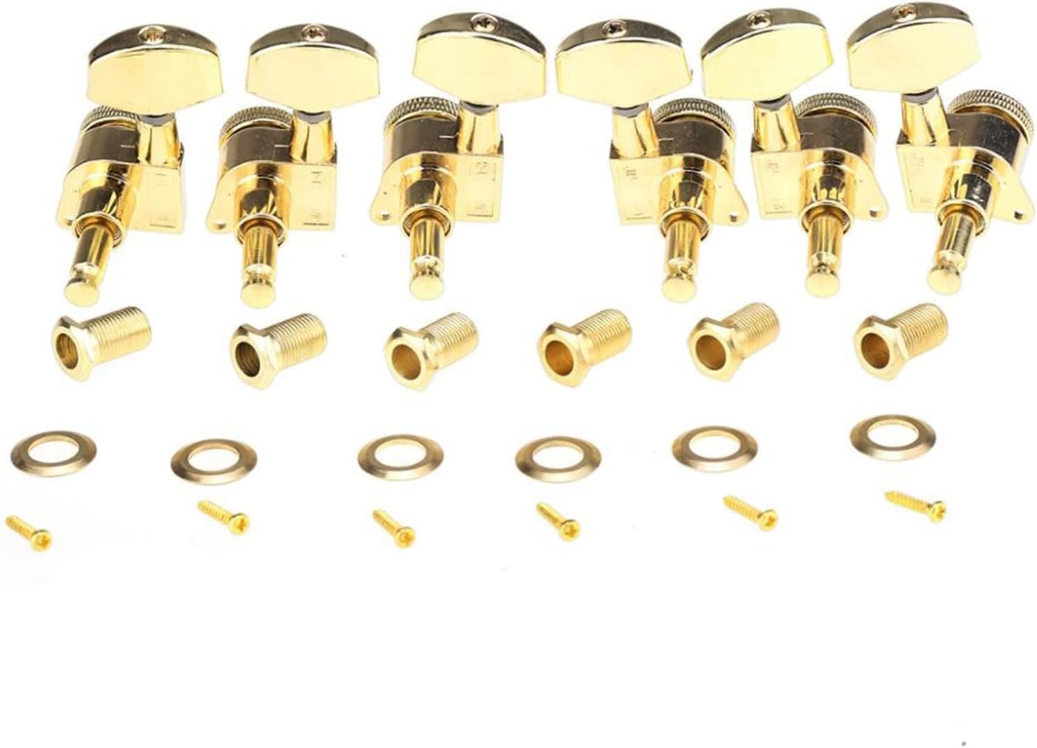 FLFL Guitar String Tuning Pegs Gold 3R3L 19:1 Ratio Locking Tuners Tuning Pegs Machines Heads Set for Electric Or Acoustic Guitar
