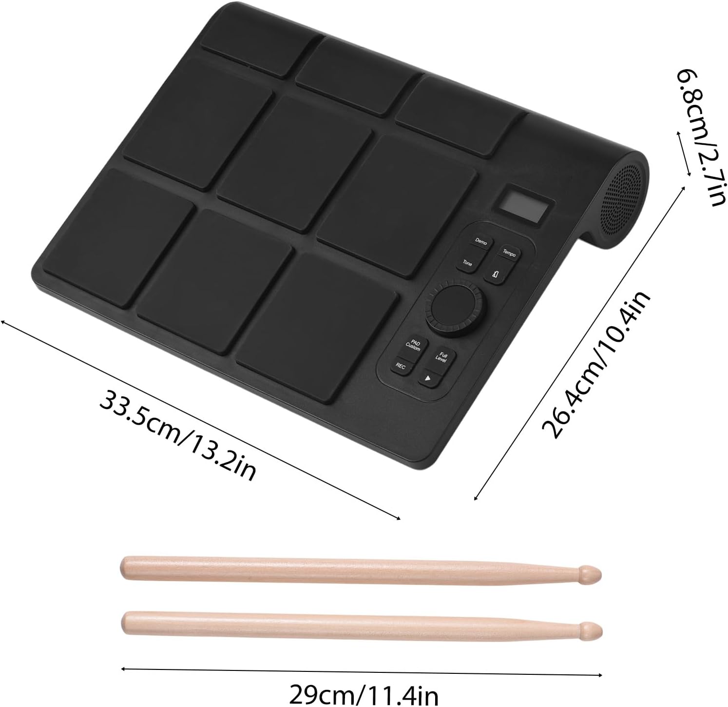 Electronic Tabletop Drum Set with 2 Speaker 9 Pads Color Lighting Supports BT MIDI Various Audio Connection LCD Display Adjustable Sensitivity Practice Electric Drum Pads with Drumsticks Foot Pedal