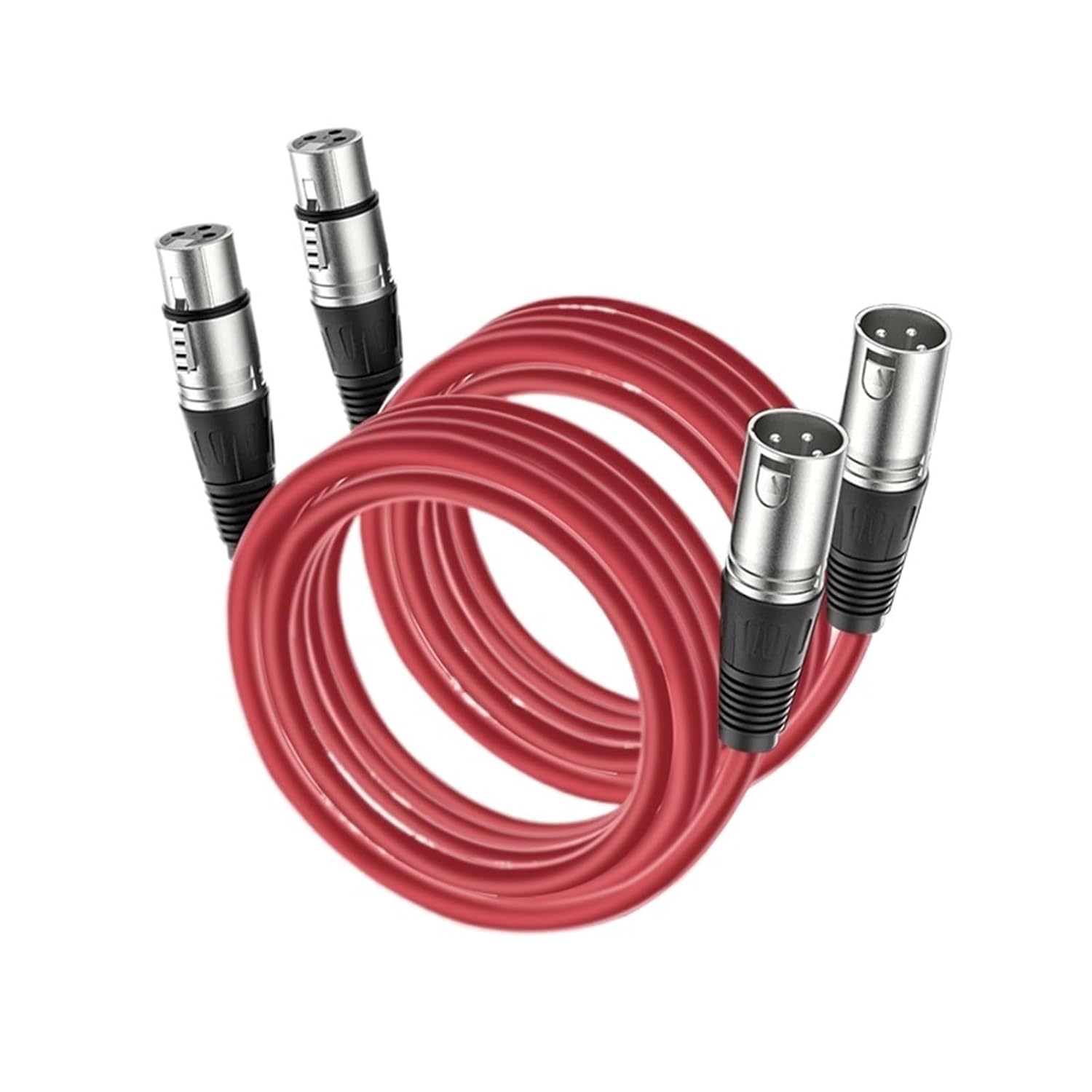 XLR Microphone Cable 3 Pin XLR Male to Female 2Pack Balanced Cable Cord Audio Adaptor with Shield for Speaker Mixer Studio(Red-Pack of 2,2m)