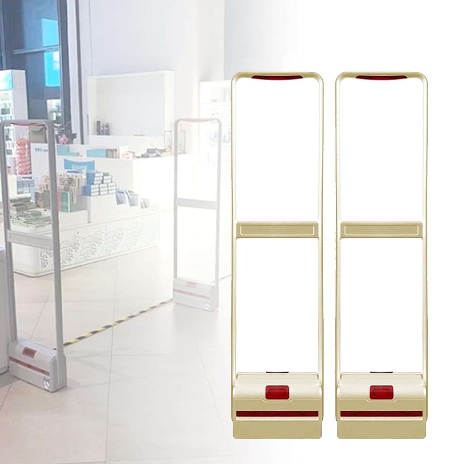 AM 58kHz EAS Security Gate, Anti-Interference Anti-Theft System with Sound Light Alarm, Dual Voltage 110V/220V for for Supermarkets, Bookstores, Retail(Gold)