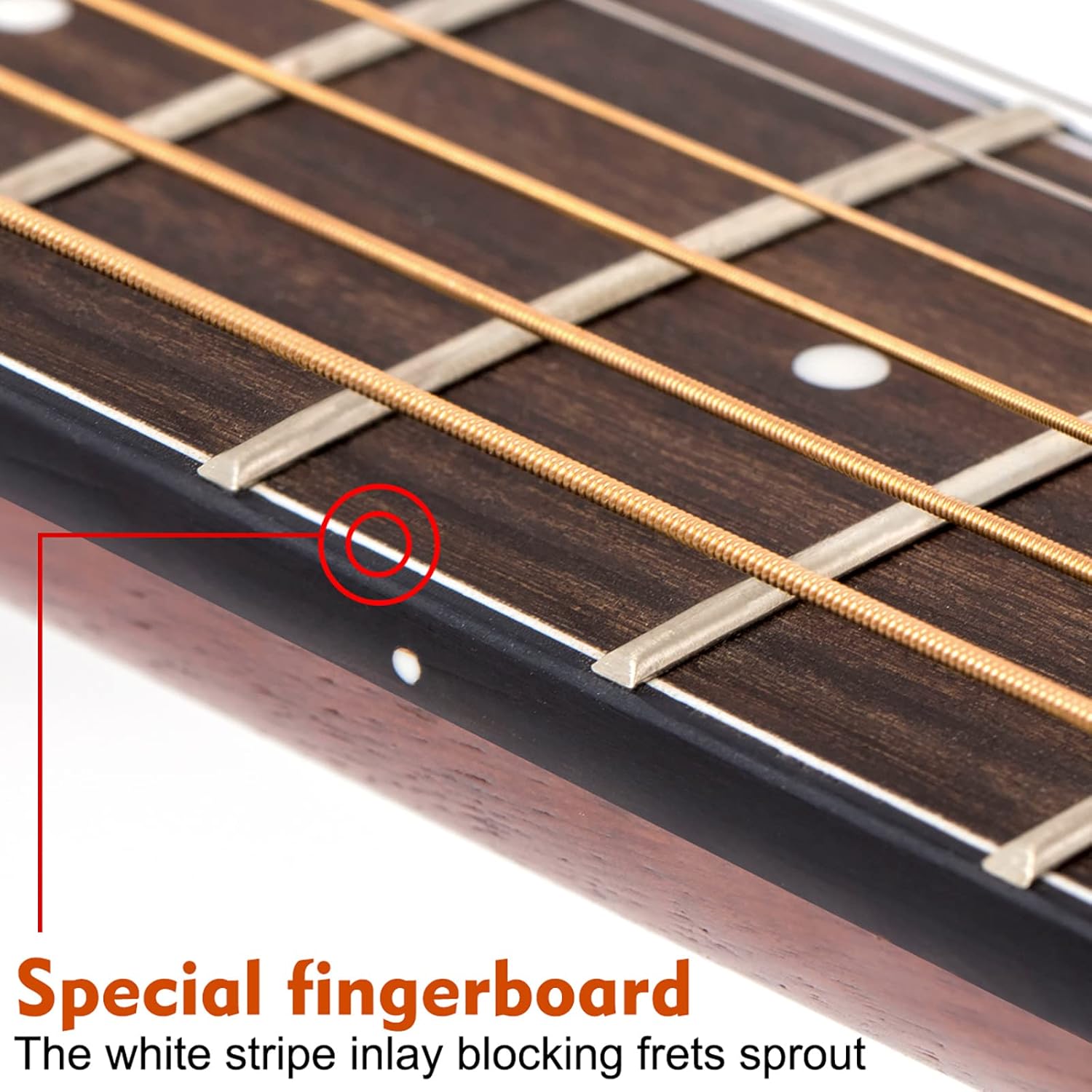 AKLOT Acoustic Guitar for Beginners Full Size 4/4 Folk Guitars Cutaway Acoustique Guitare Starter Kit (38‘’ Spruce Wood W/Bag)