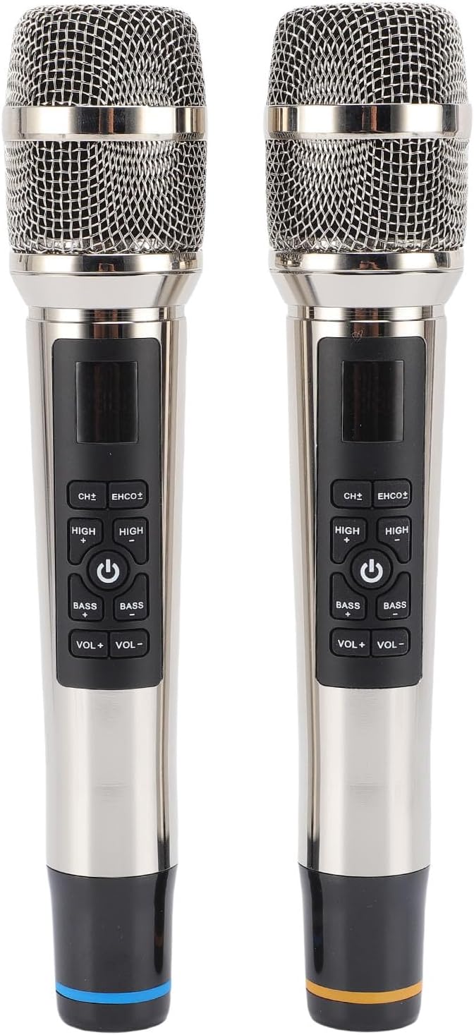 Yunseity Wireless Microphone, Dual Handheld Cordless Microphone with Reverb, 30 Meters Range Karaoke Microphones for Singing, Wedding, DJ, Party, Speech