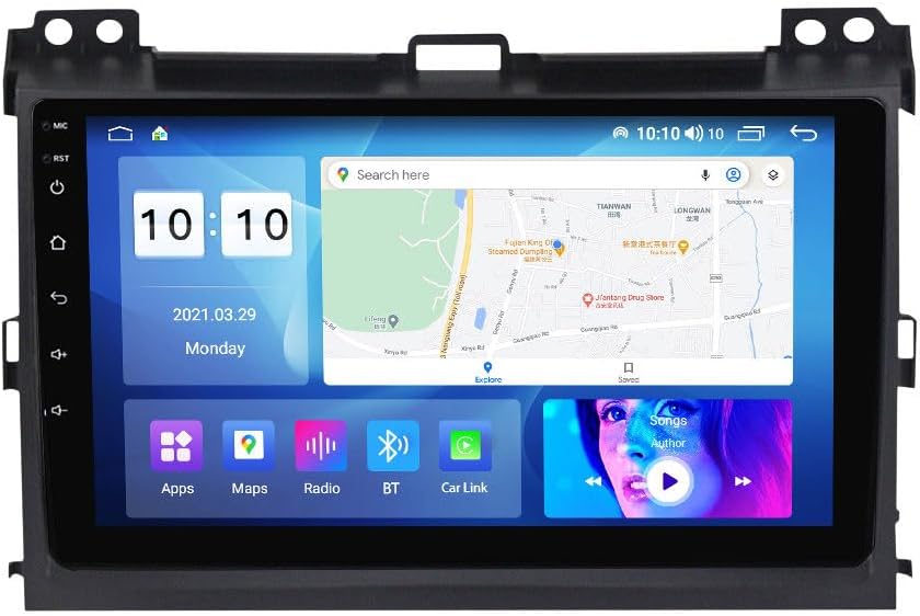Android Car Stereo for Toyota Prado 2004-2009,9 inch IPS Touchscreen with Upgrade Wireless CarPlay & Android Auto,WiFi/GPS,Support SWC and Subwoofer,4-Core 1+32G