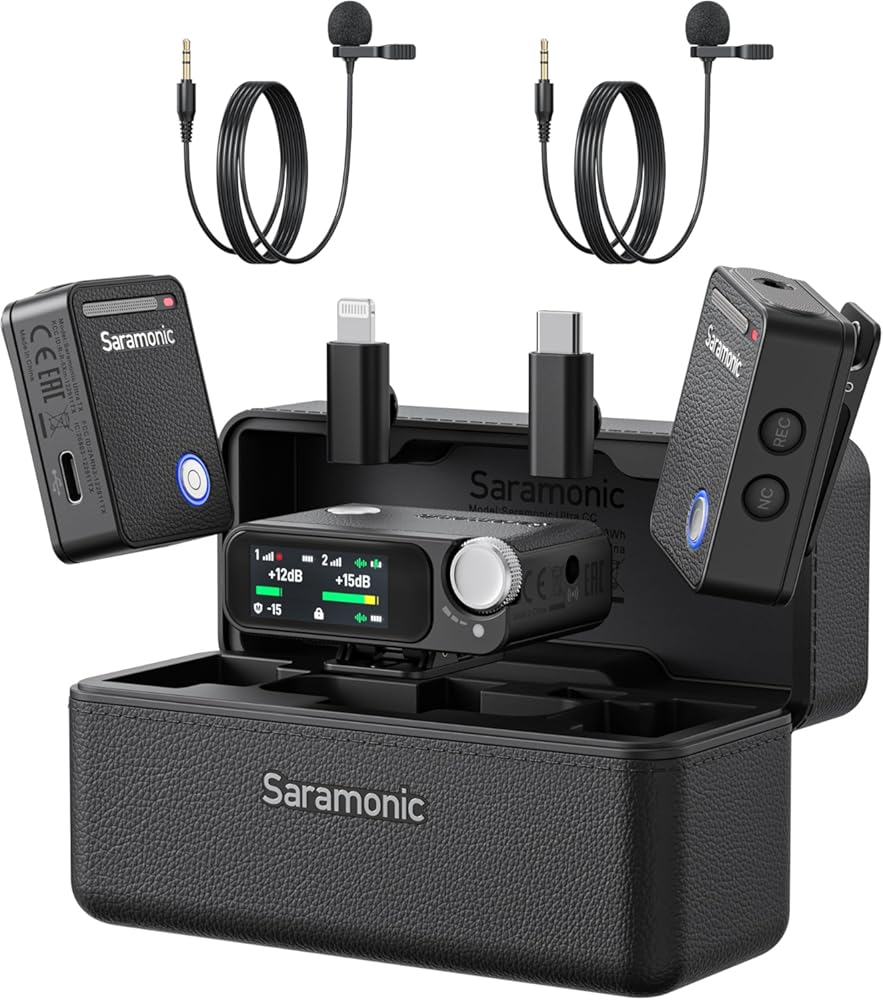 Saramonic Ultra Wireless Microphone for iPhone/Camera/Android, 32-Bit Float Recording, Timecode Sync, Noise Cancellation, 130dB SPL, IPX5 Water Resistance, 984’ Range, Vlog, Streaming