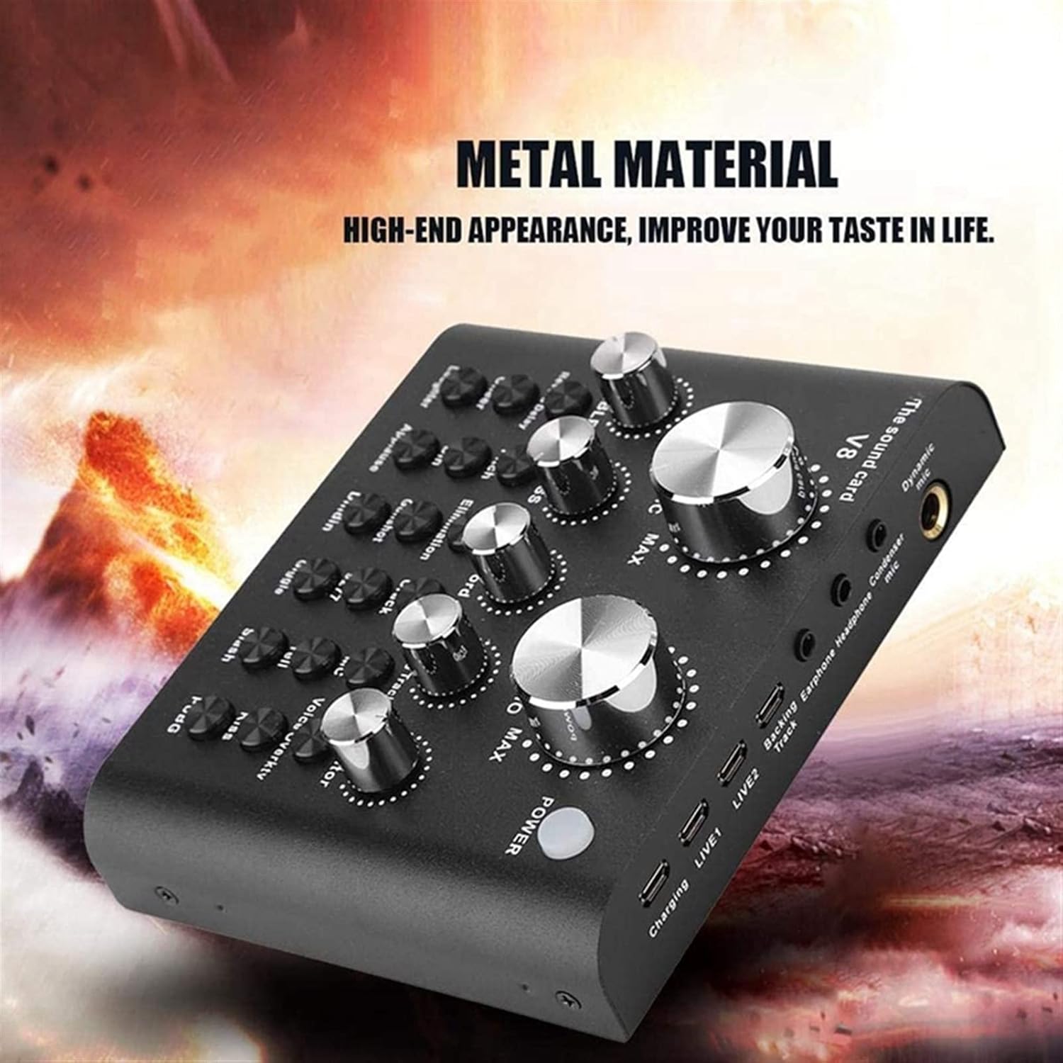 Professional Audio Mixer,V8 Live Sound Card With Effects And Voice Changer,Bluetooth Audio Mixer Device For Live Streaming,Music Recording