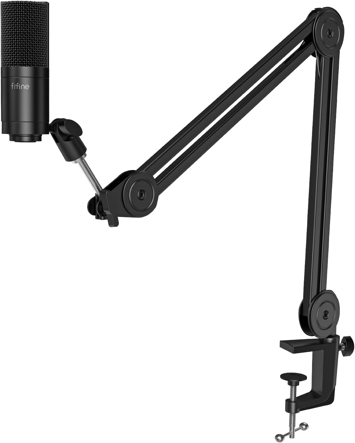 FIFINE XLR Condenser Microphone and Arm Stand Kit, Cardioid Studio Mic for Recording Voice-Over Streaming，Heavy Duty Boom Arm,Suspension Scissor Adjustable Mic Stand with Desk Mount(K669C+BM63)