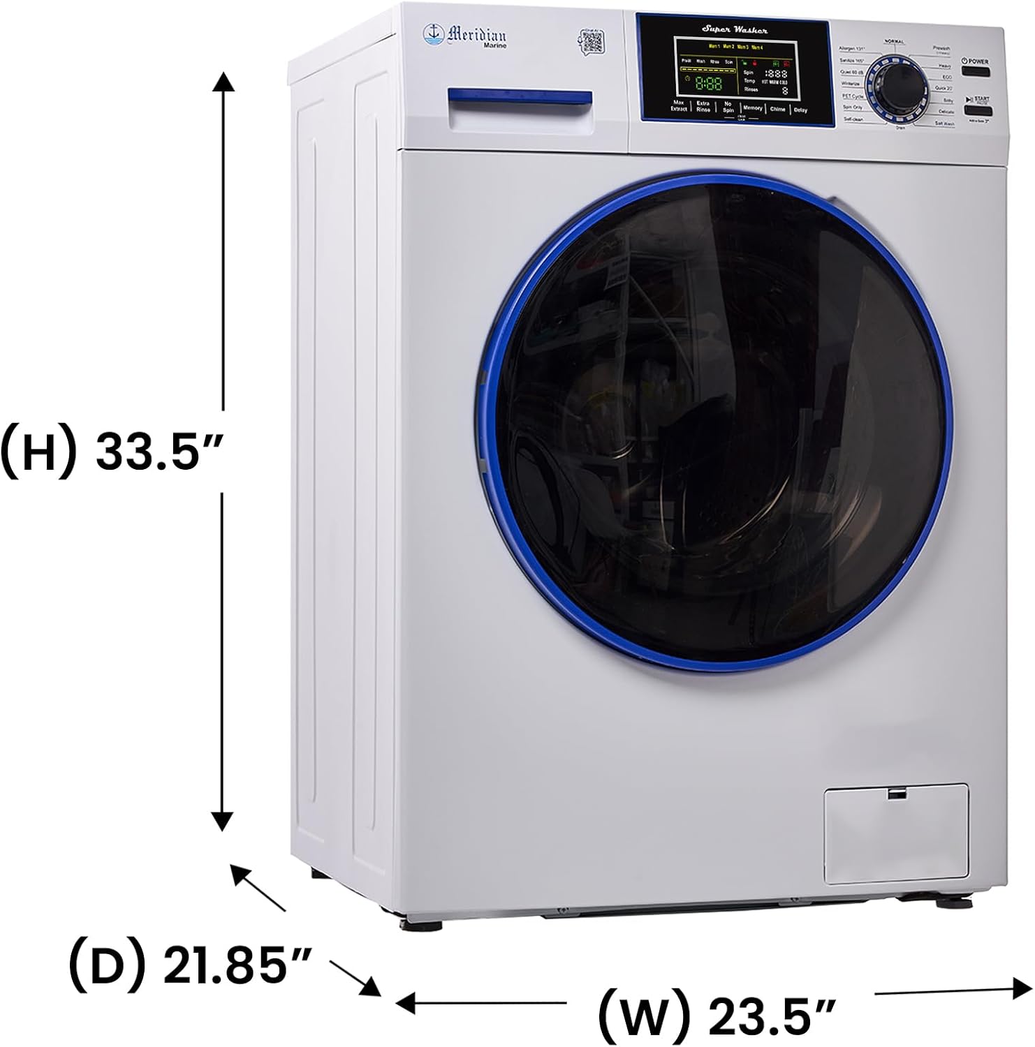 Equator EW 828 1.62 cu.ft. Marine Washer – Rust-Proof Compact Washing Machine for Boats & Yachts | Salt Wash Cycle, 1400 RPM Spin, Hygienic Drum, Energy Efficient, Compact Design