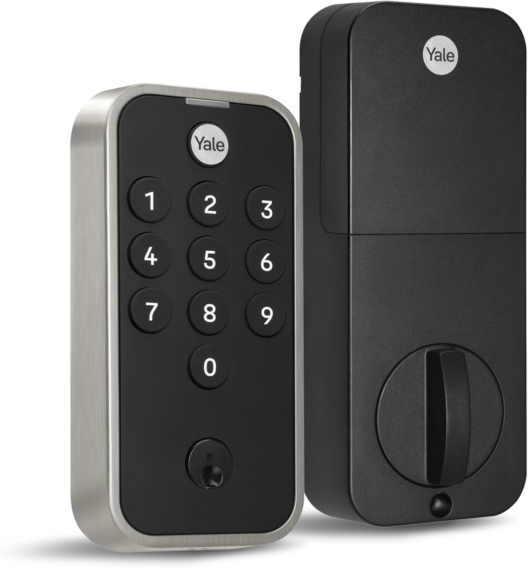Yale Satin Nickel Code Keypad Deadbolt Front Door Lock for Keyless Entry, YED210-NR-619
