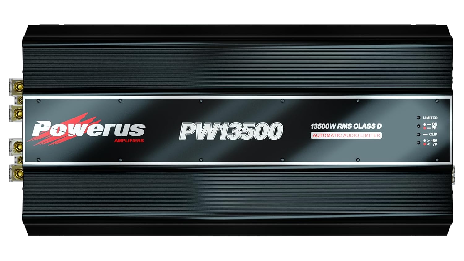PW13500 2 Ohm Full Range 1 Channel Class D Car Amplifier, 13680W RMS @12.6V / 15850W @14.4V, Monoblock, Bass Boost, HPF/LPF Crossover, Automatic Audio Limiter