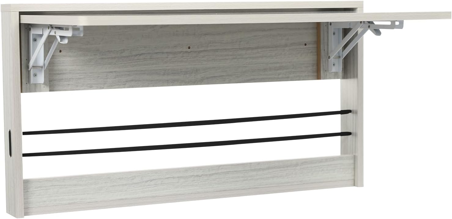 Wall Mounted Folding Table,39.4*16.3in Fold Down Study Writing Desk,Floating Wall Desk Fold Down for Small Spaces, Kitchen Storage Shelf for Home,Office,Study Room (31.5x16.3in-Rounded Corner)