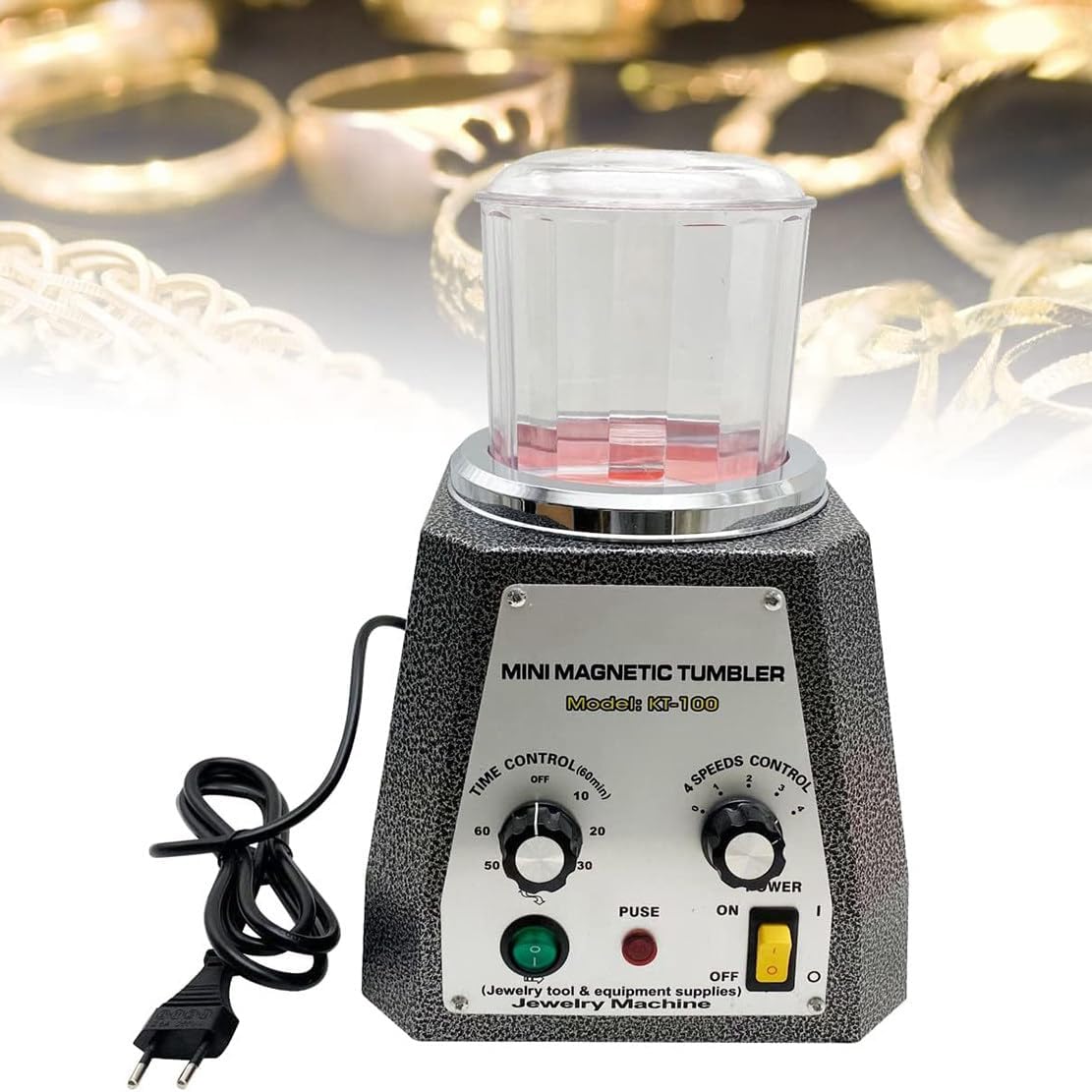 Magnetic Jewelry Polishing Machine, Drum Polishing Machine, with Timer Function, Jewelry Polishing and Finishing Machine