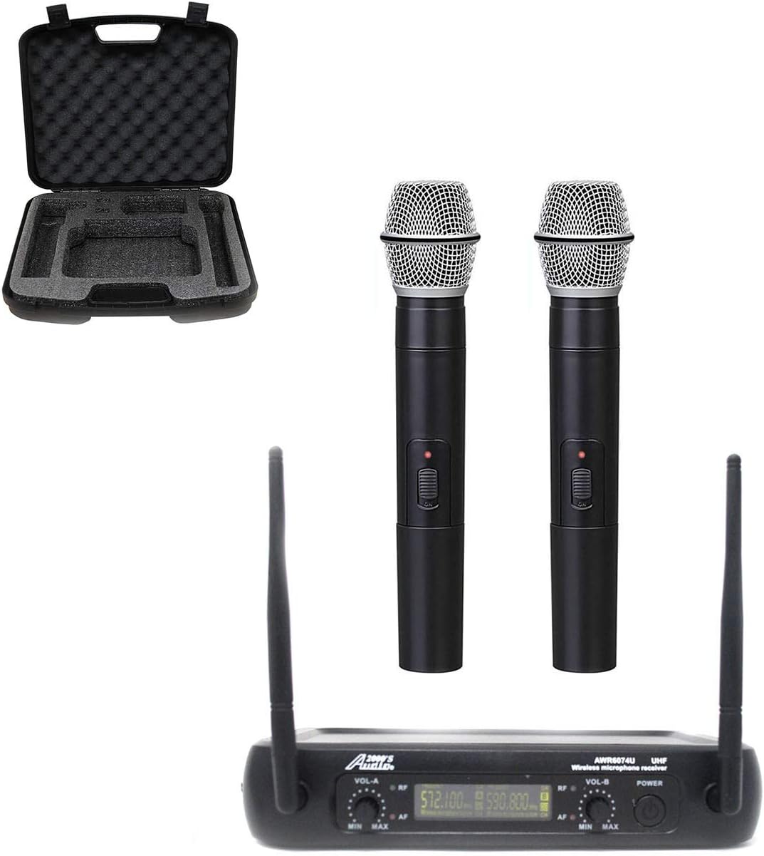 Audio2000s AWM6074 UHF Dual Channel Wireless Microphone System (2 Handheld)