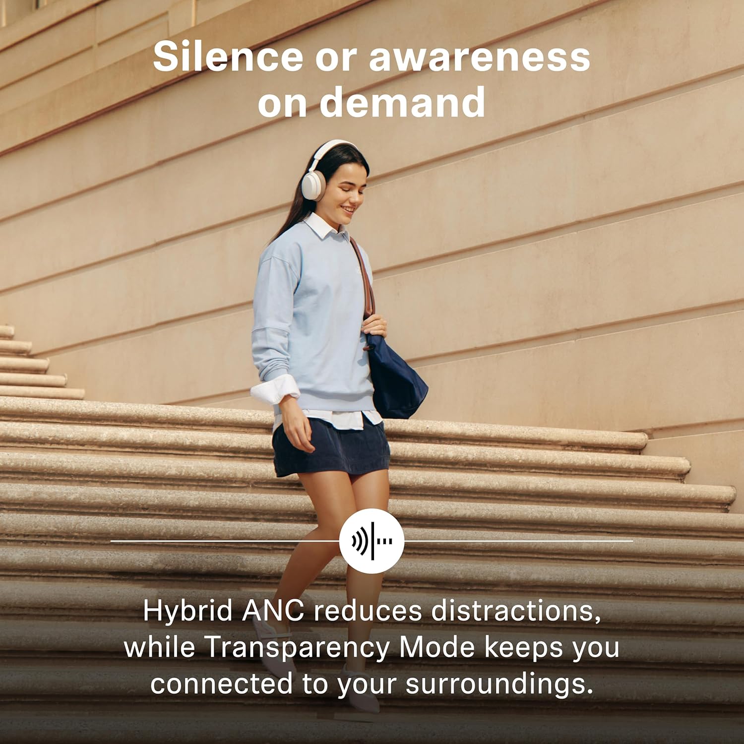 Sennheiser ACCENTUM Wireless Bluetooth Headphones Noise Cancelling - Up to 50HR Playtime, Hybrid Noise Cancelling (ANC), All-Day Comfort, Bluetooth Over Ear Headphones for School, Traveling, White