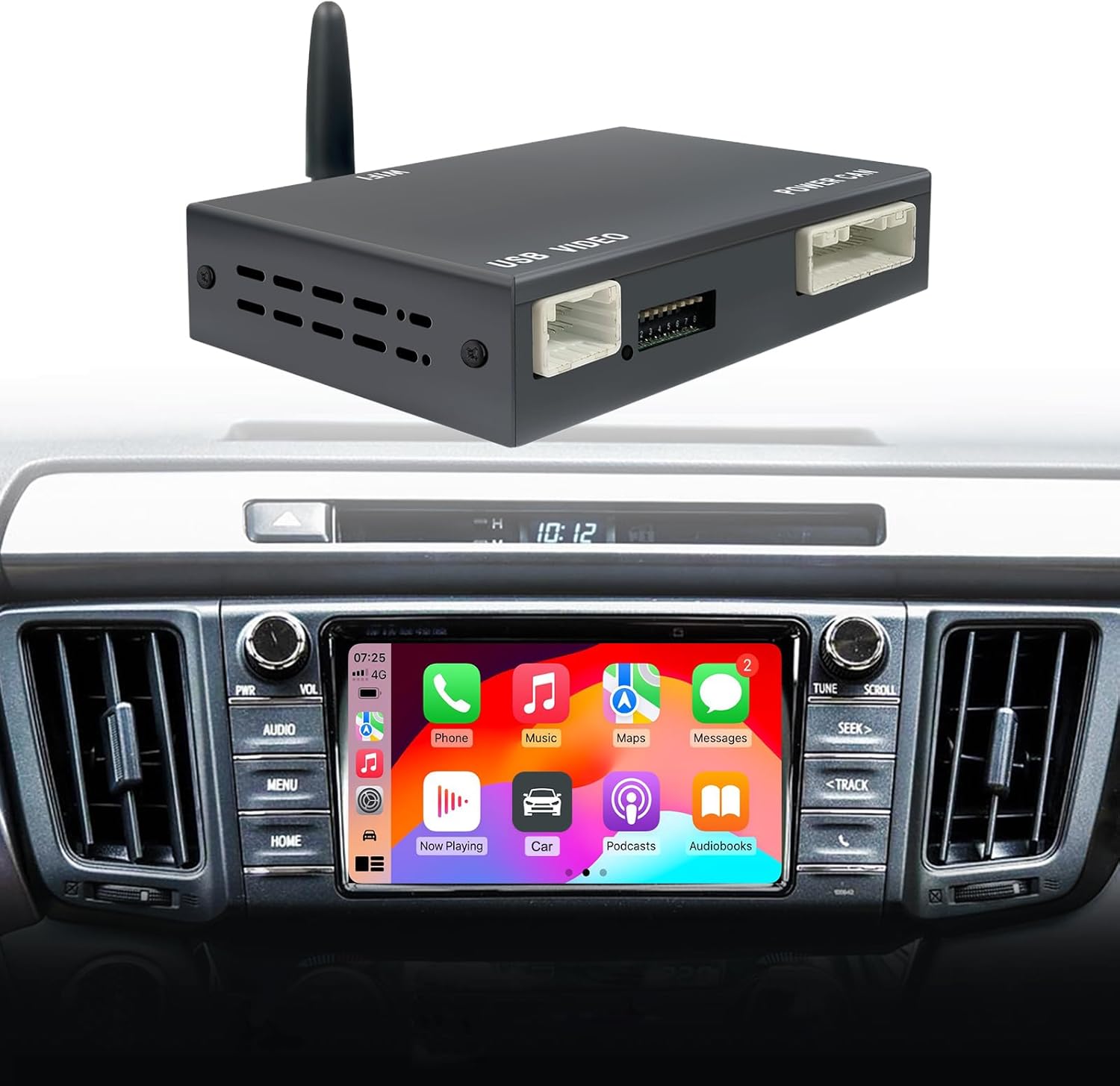 Geloo Wireless Carplay Android Auto Adapter Retrofit Kit Decoder for Toyota withTouch2 & Entune 2.0 System 2014-2019, Fit for RAV4/Corolla/Tacoma/Tundra/Highlander/Verso/Avalon/Sienna/Priu