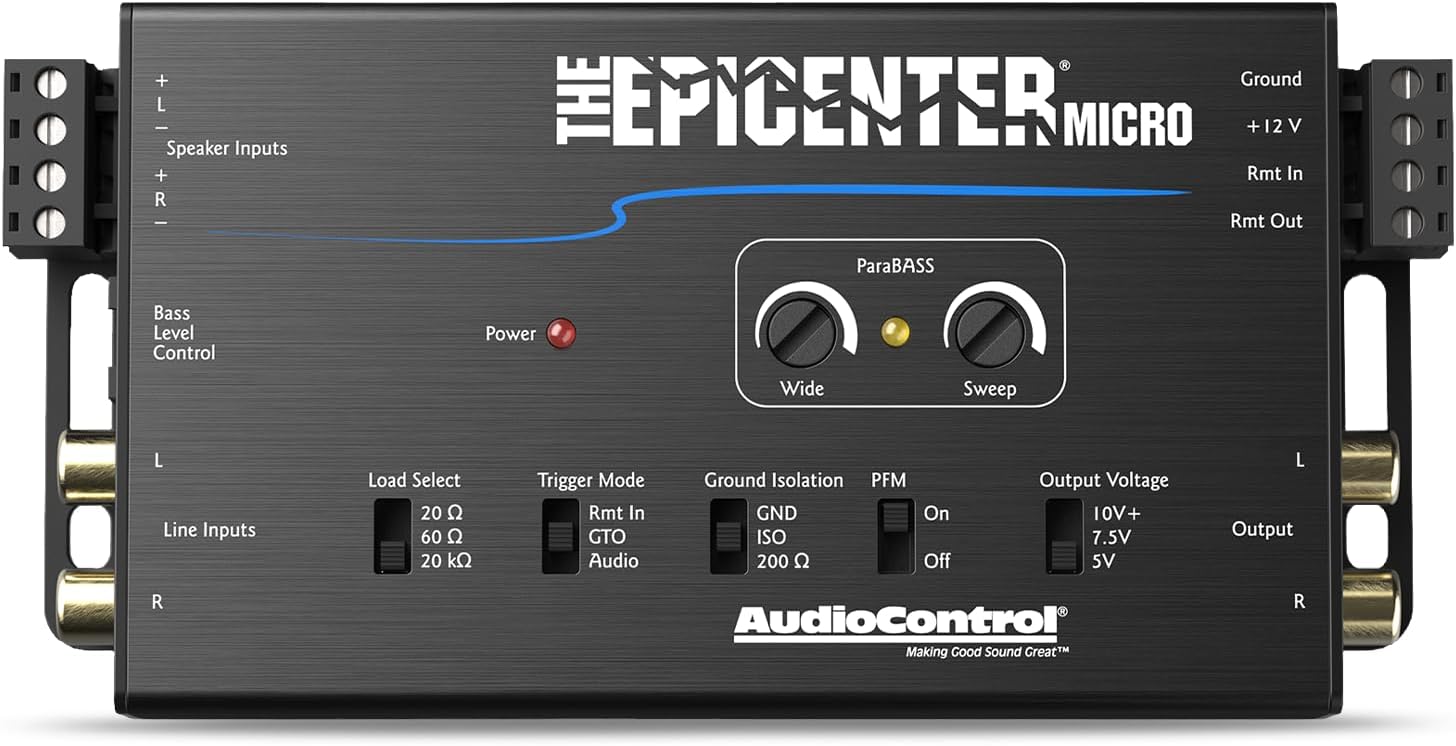 AudioControl The EPICENTER Micro Bass Restoration Processor & Line Output Converter, Car Audio Compact Bass Booster w/ACR-4 Remote Control