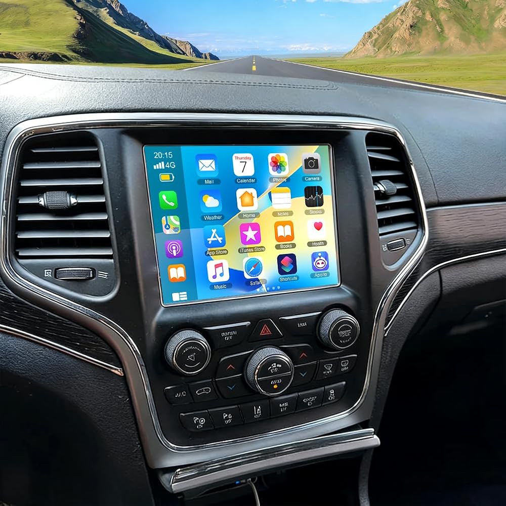 Car Stereo for Grand Cherokee 2015-2021,8.4 Inch Android 14 Double Din Car Radio with Carplay & Android Auto, in-Dash Navigation Radio with BT Mirror Link WiFi FM Radio & Backup Camera-4+64G