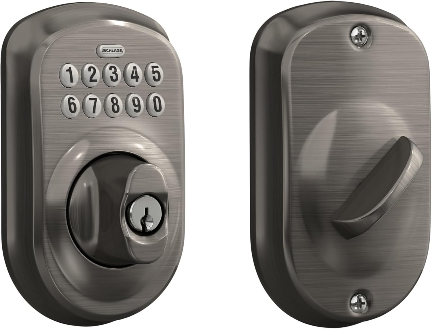 SCHLAGE BE365 PLY 620 Plymouth Keypad Deadbolt, Antique Pewter