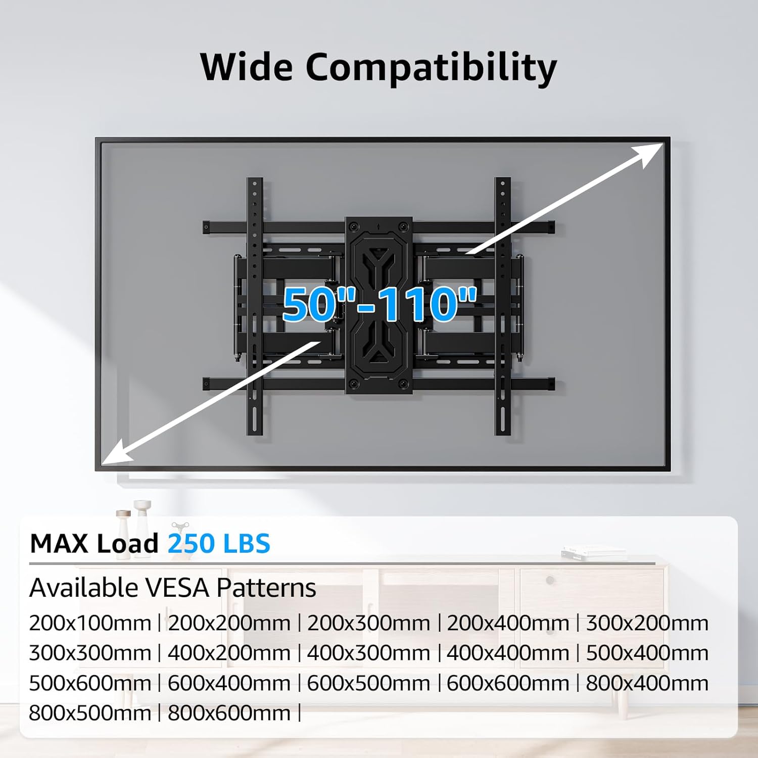 MOUNTUP MU0096 Full Motion TV Wall Mount for 50-110 Inches TVs & MU0009 Full Motion TV Wall Mount for 26-55 Inches TVs Bundle