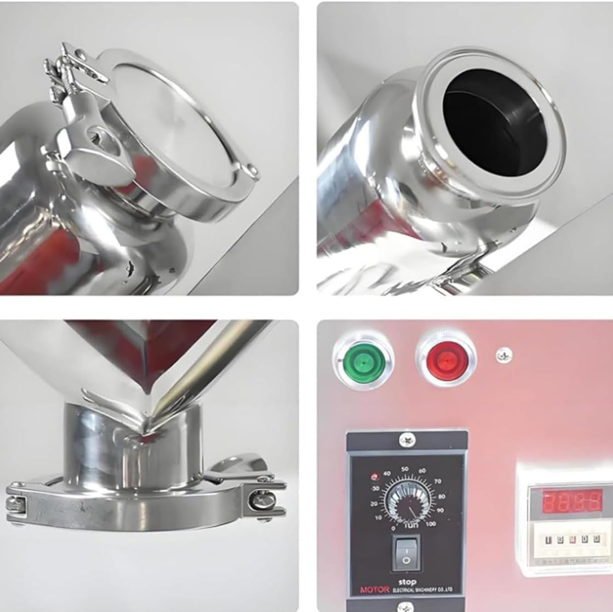 Powder Mixer Blender Feed Mixing Machine, 2L V-Type Dry Powder Mixer Stainless Steel Particle Granule Blender, Adjustable Speed, for Feed, Fertilizer, Fuel, Medicinal Powder