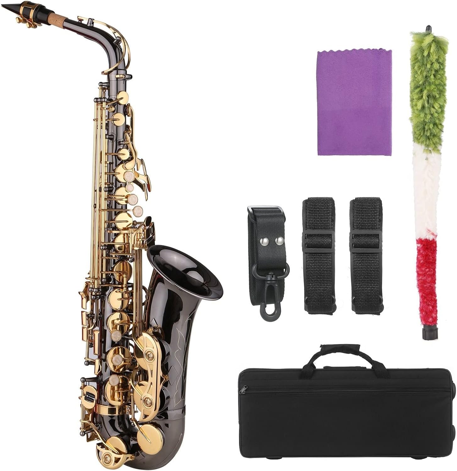 EB E-Flat Alto Saxophone Sax Nickel-Plated Brass Body with Engraving Keys Woodwind Instrument with Carry Case Professional Saxophone