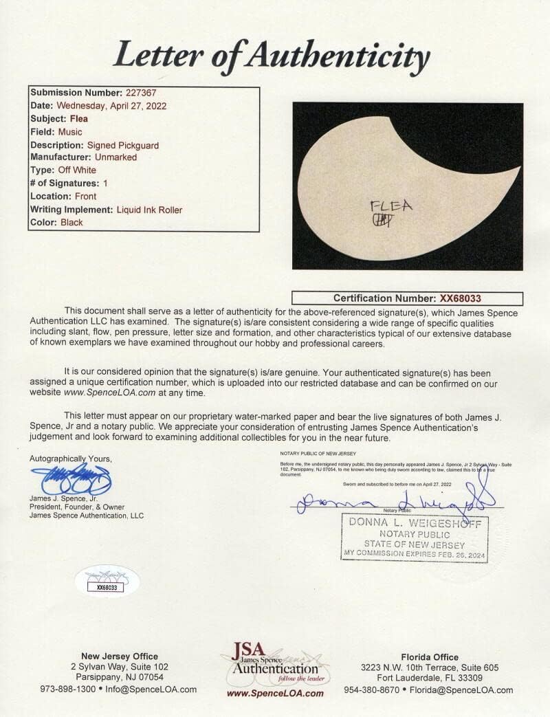 FLEA SIGNED AUTOGRAPH FULL SIZE IBANEZ ACOUSTIC BASS GUITAR A W/ JAMES SPENCE JSA LETTER OF AUTHENTICITY - RED HOT CHILI PEPPERS WITH ANTHONY KIEDIS, CHAD SMITH & JOSH FRUSCIANTE - MOTHER'S MILK, BLOOD SUGAR SEX MAGIK, ONE HOT MINUTE, CALIFORNICATION