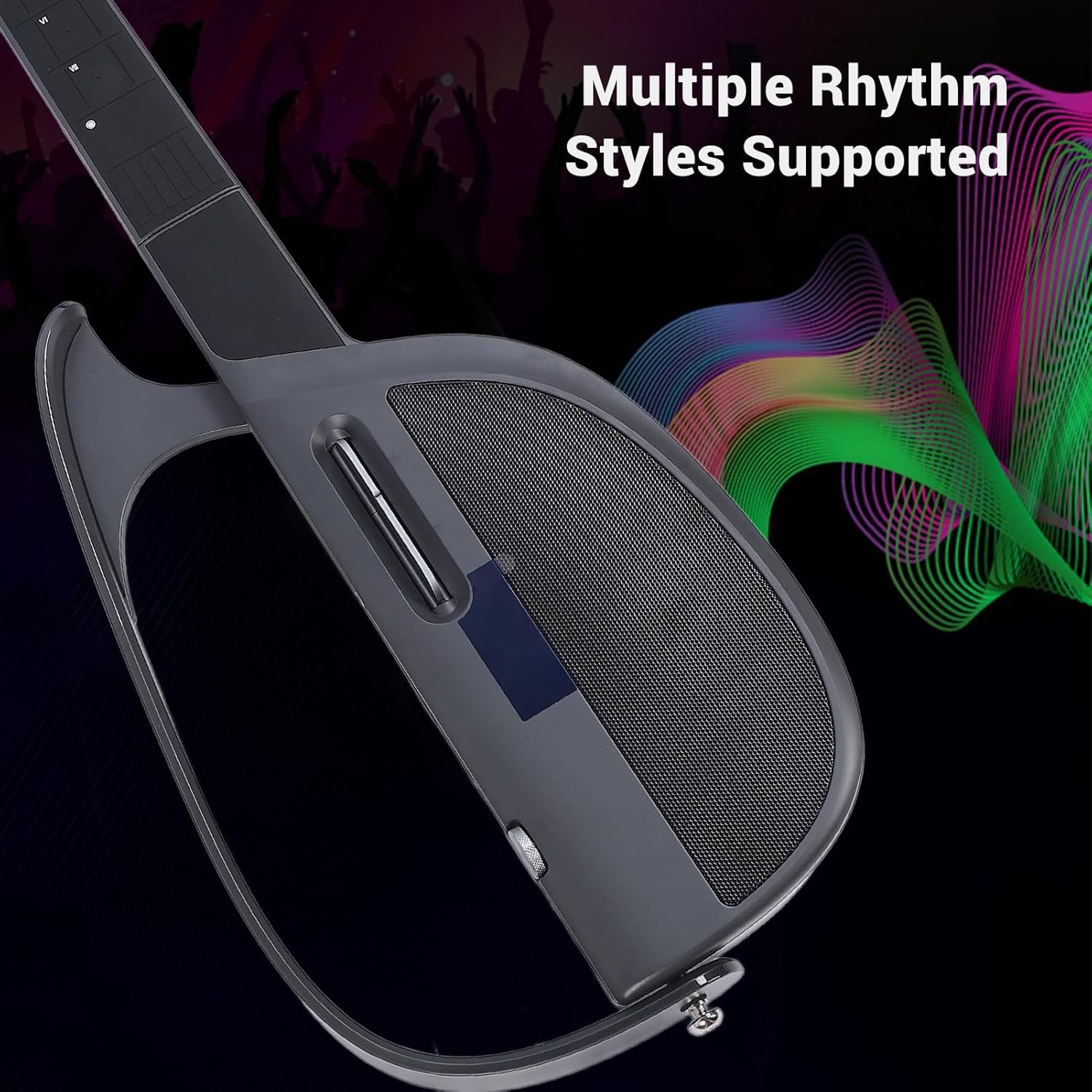 Smart Electric Guitar, Foldable Automatic Accompaniment Guitar, Stringless Electric Guitar with Earphone Jack, Playing and Singing One Person Band (Black Grey)
