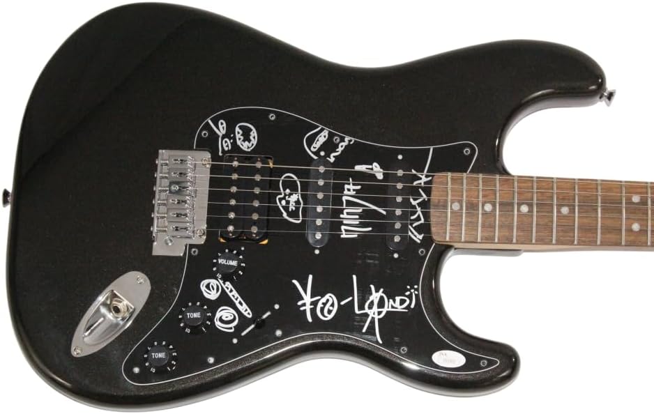 Die Antwoord Full Band Complete x2 Signed Autograph Full Size Double Humbucker Style Electric Guitar A with James Spence Authentication JSA COA - Signed by Ninja & Yolandi Visser - Enter the Ninja - SOS Tension Donker Mag Mount Ninji and da Nice Time