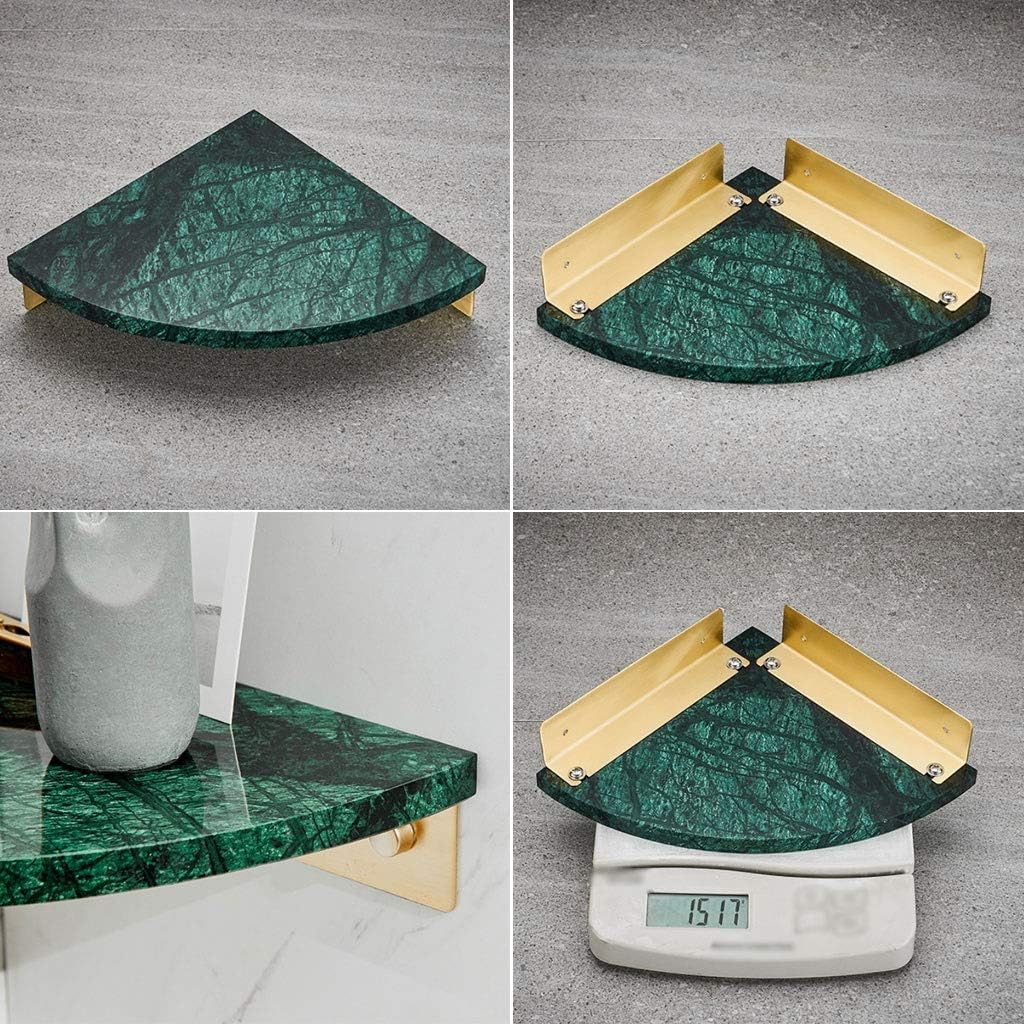 Floating Shelves Marble Wall Mount Rack, Modern Style Corner Shelf, Simple Floating Shelves, Bathroom Wall Decoration, Load Bearing 8kg (Color : Green, Size : 21 * 21cm)