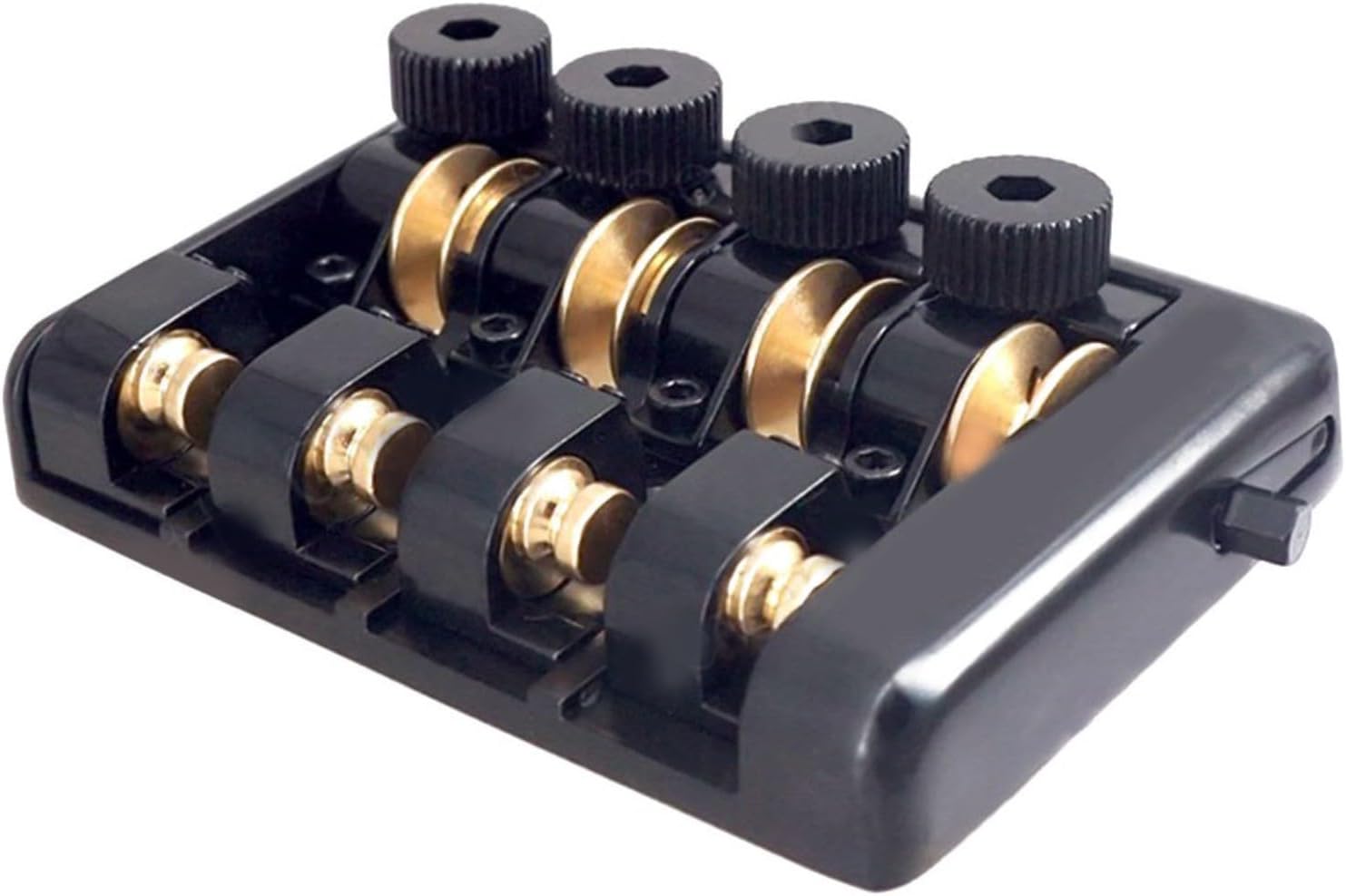 Travel Bass Bridge Professional Travel Bass 4 Strings Headless Bass Roller Saddle Guitar (Black)(Black)