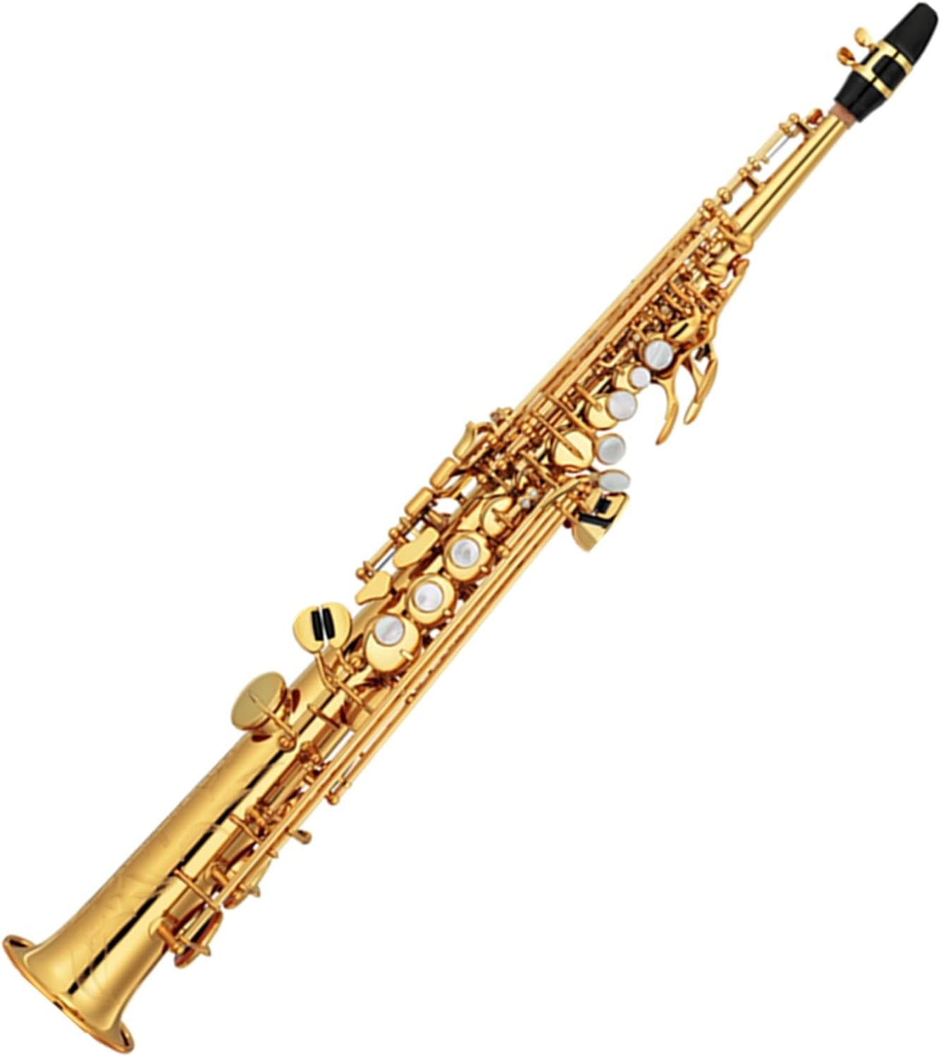 Saxophone Golden B Flat Straight Sax Woodwind Musical Instrument with Case