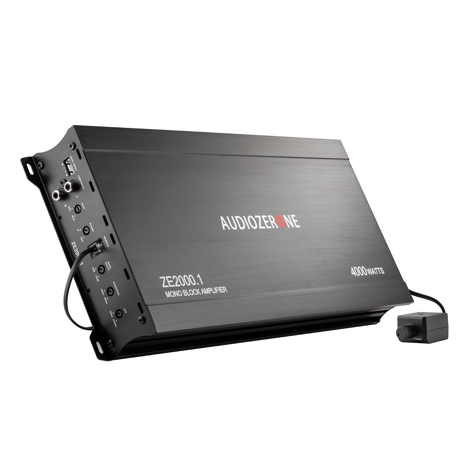 Car Audio Amplifier ZE2000.1 4000W Monoblock Class D MOSFET Subwoofer Audio, 1-4 Ohm Stable, Low Pass Crossover, Mosfet Power Supply, Stereo