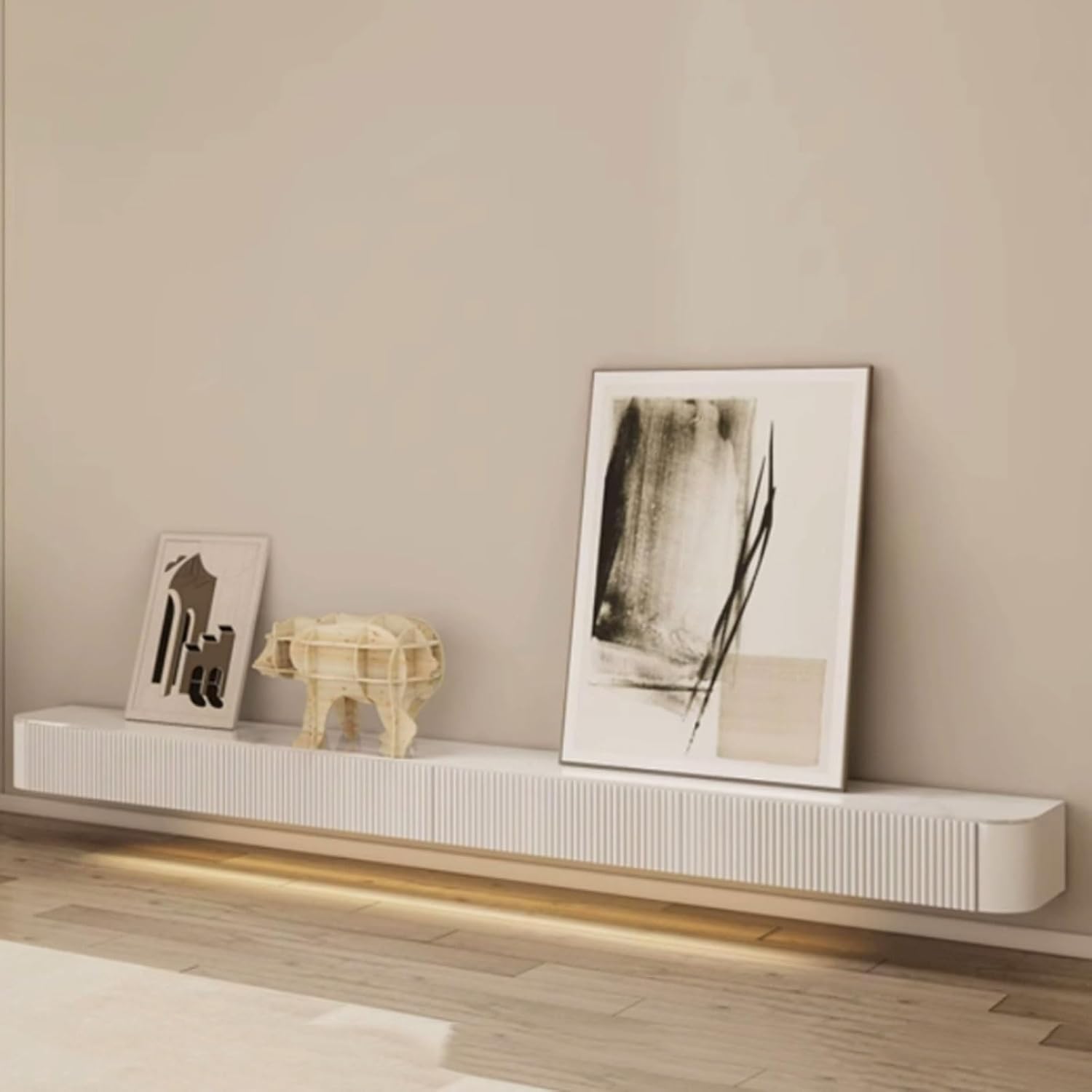 TV Stand TV Cabinet Wooden Floating TV Shelf, 70.8''/78.7'' Wall-Mounted TV Console, Floating Shelf for Under TV, Floating Entertainment Shelf, Floating TV Stand with Storage for Living Room Televisio