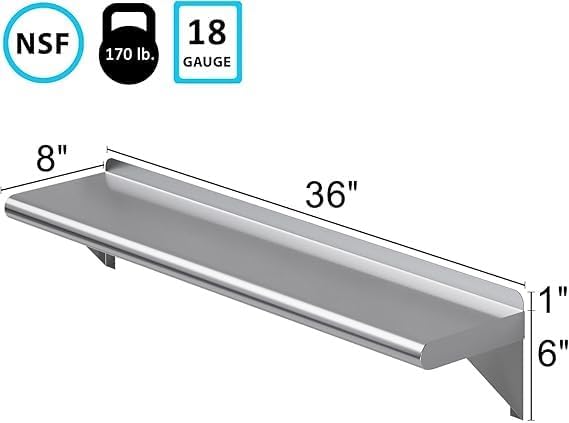Stainless Steel Wall Shelf | NSF | Garage, Laundry, Storage, Utility Room | Restaurant, Commercial Kitchen (8