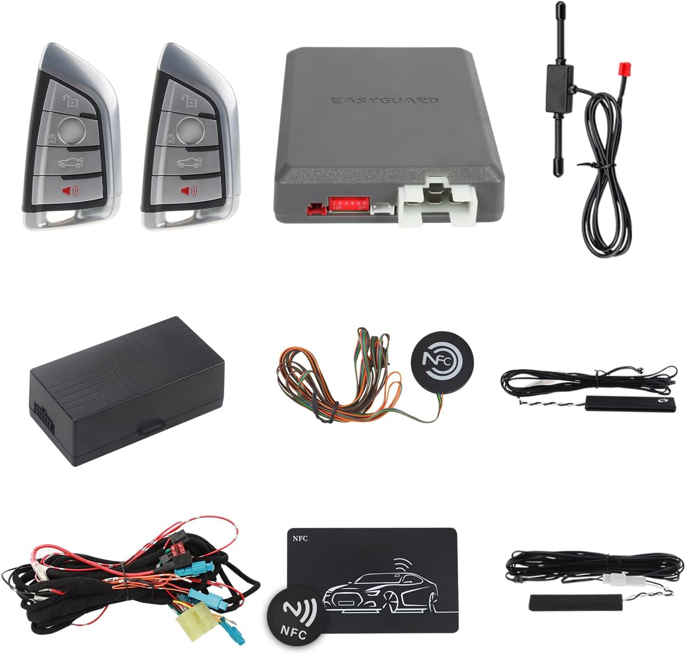 EASYGUARD EC211PP-BM2-NFC-D3-1 CAN Bus Plug & Play PKE Passive keyless Entry Remote Starter fit for BMW 2019+ G42 G20 G21 G28 G22 G23 G26 G14 G15 G16 G08 G05 with Automatic Transmission