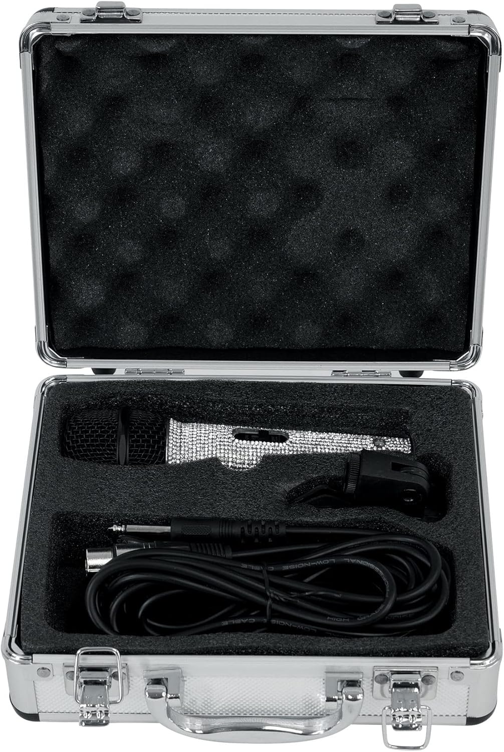 Rockville RMC-ICE Bundle: Pro Diamond Vocal Microphone with Case and Cable, RVMIC1 v2 Tripod Mic Stand with Telescopic Boom, Metal Joints, Adjustable Height 36–63