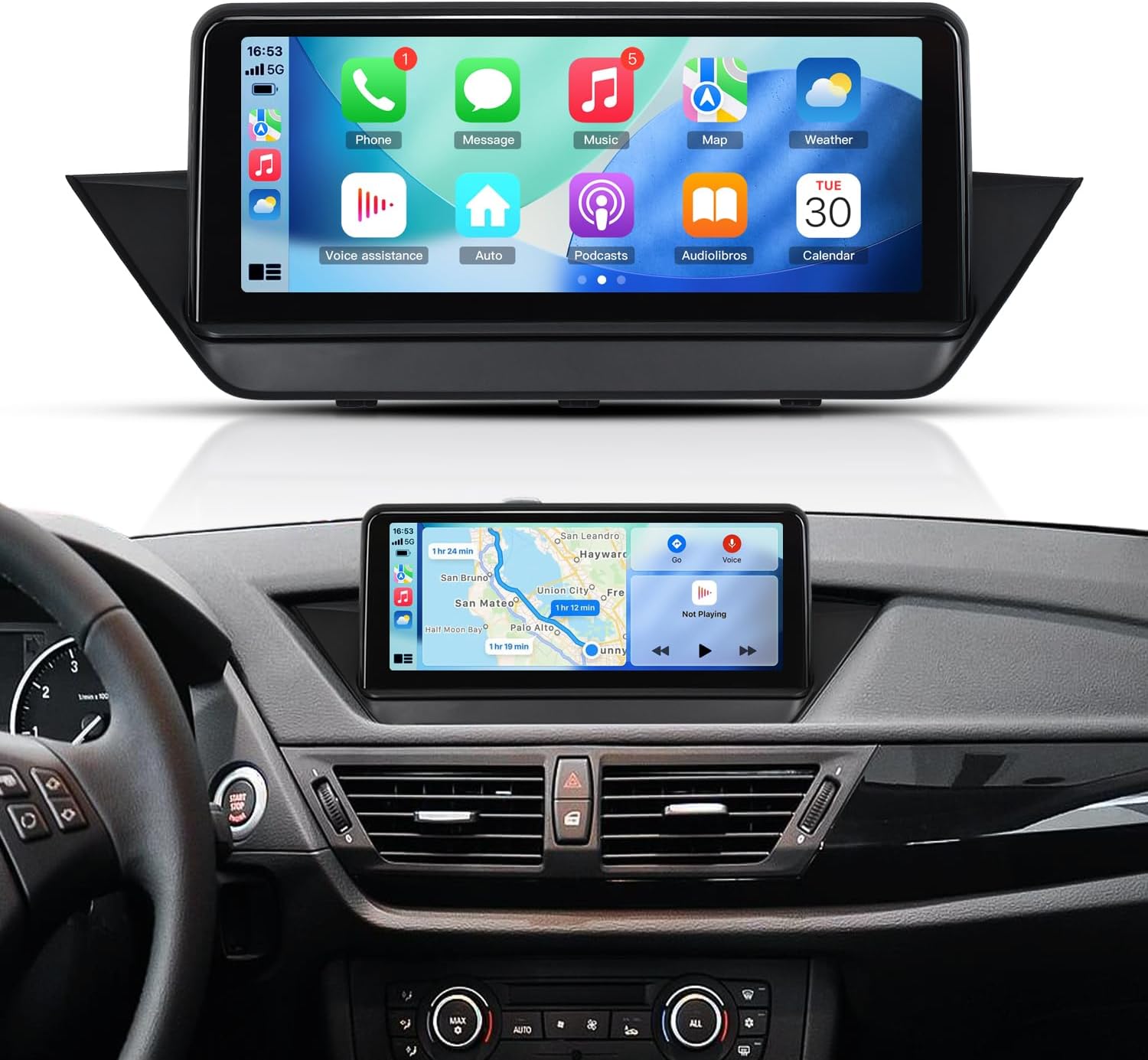 10.25 Inch Android Car Stereo Radio Video Player Wireless Carplay for BMW X1 E84 from 2009 to 2012 with No Original Linux System Display GPS Navigation Bluetooth Multimedia