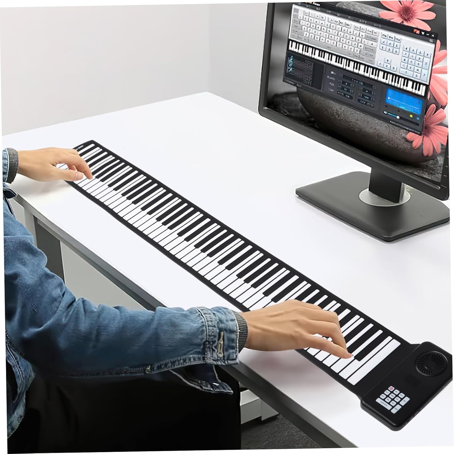 Totority Foldable Keys Silicone Electronic Piano Portable Hand Roll Keyboard Speaker for Travel Musicians and Music Practice